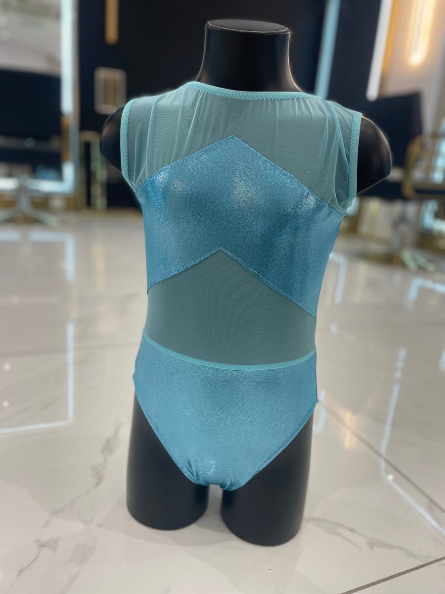 Vortex Leotard - Aqua Foil – Acrotastic Dancewear