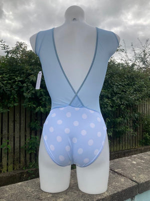 Flossy Leotard - Blue Polka Dot *slight imperfection* (11 - 12)