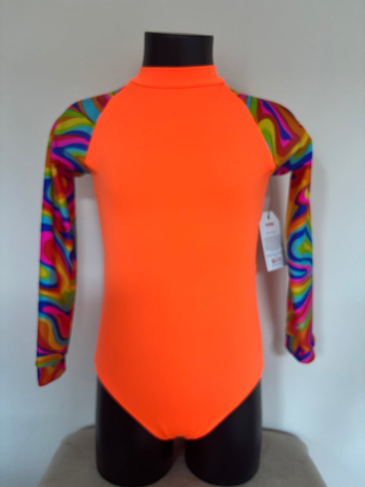 Andrea Leotard - Neon Orange/rainbow swirls