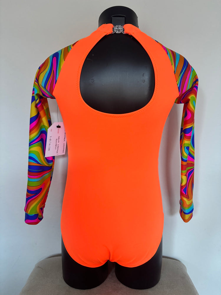 Andrea Leotard - Neon Orange/rainbow swirls