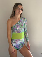 Serenna Leotard - Lime & Silver