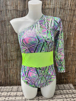 Serenna Leotard - Lime & Silver